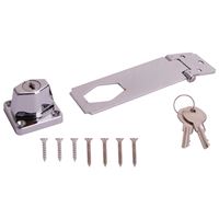 ProSource Safety Hasp, 4-1/2 in L, 4-1/2 in W, Steel, Chrome
