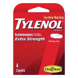 Tylenol 97472 Extra-Strength Pain Reliever/Fever Reducer, 4 CT, Caplet 6 Pack 