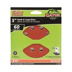 Gator 3725 Sanding Disc, 5 in Dia, 60 Grit, Coarse, Aluminum Oxide Abrasive, Vented 