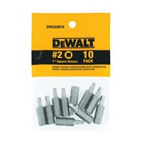 DeWALT DW2202B10 Insert Bit Tip, #2 Drive, Square Recess Drive, 1/4 in Shank, Hex Shank, 1 in L, Steel 