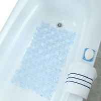 SlipX Solutions 06772 Burst of Bubbles Bath Mat, 30 in L, 17 in W, Vinyl Mat Surface, Light Blue 