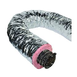 Master Flow F8IFD10X300 Insulated Flexible Duct, 10 in, 25 ft L, Fiberglass, Silver 