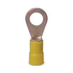 Gardner Bender 20-108 Ring Terminal, 600 V, 12 to 10 AWG Wire, 1/4 to 3/8 in Stud, Vinyl Insulation, Copper Contact, Yellow 
