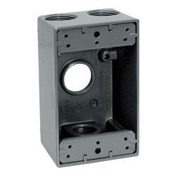 Teddico/Bwf 1504-1 Outlet Box, 1-Gang, 4-Knockout, 4-1/2 in, Metal, Gray, Powder-Coated 