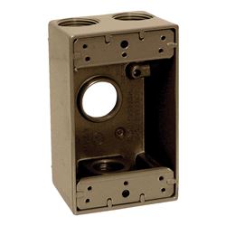 Teddico/Bwf 1753AB-1 Outlet Box, 1-Gang, 3-Knockout, 3-3/4 in, Metal, Bronze, Powder-Coated 