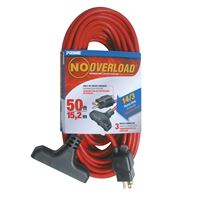 Prime CB614730 Extension Cord, 50 ft L, 15 A, 125 V, Red