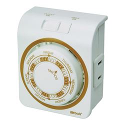Woods 50003 Mechanical Timer, 15 A, 125 V, 1875 W, 7 days Time Setting, White 