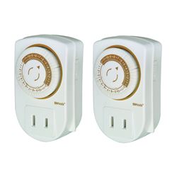 Woods 50006 Mechanical Timer, 15 A, 125 V, 1875 W, 24 hr Time Setting, 24 On/Off Cycles Per Day Cycle, White 