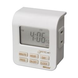 Woods 50008 Digital Timer, 10 A, 125 V, 1250 W, 7 days Time Setting, 20 On/Off Cycles Per Day Cycle, White 
