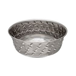 Loving Pets 7255 Pet Feeding Dish, M, 1 qt Volume, Rubber Base/Stainless Steel Body, Silver 