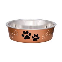 Loving Pets 7450SC Pet Feeding Bowl, S, 15 oz Volume, Polyresin/Stainless Steel, Copper 