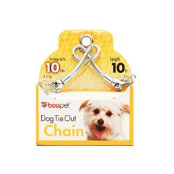 Boss Pet PDQ 53010 Pet Tie-Out Chain with Swivel Snap, Twist Link, 10 ft L Belt/Cable, Steel 