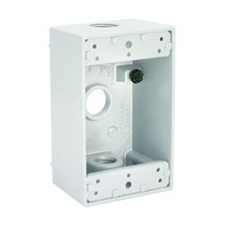 Hubbell 5320-6 Weatherproof Box, 3-Outlet, 1-Gang, Aluminum, White, Powder-Coated 