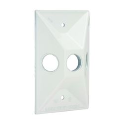 Hubbell 5189-6 Cluster Cover, 4-19/32 in L, 2-27/32 in W, Rectangular, Zinc, White, Powder-Coated 