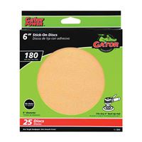 Gator 3242 Sanding Disc, 6 in Dia, Coated, 180 Grit, Very Fine, Aluminum Oxide Abrasive, Paper Backing