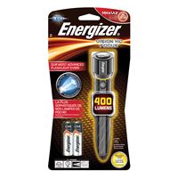 Energizer EPMZH21E Flashlight, AA Battery, LED Lamp, 400 Lumens, 115 m Beam Distance, 4 hr Run Time, Silver