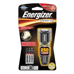 Energizer EPMHH32E Flashlight, AAA Battery, LED Lamp, 250 Lumens, 80 m Beam Distance, 2.5 hr Run Time, Silver 