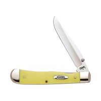 CASE 111 Folding Pocket Knife, 3-1/4 in L Blade, Vanadium Steel Blade, 1-Blade, Yellow Handle 
