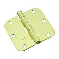 National Hardware N830-206 Door Hinge, Steel, Polished Brass, Non-Rising, Removable Pin, Full-Mortise Mounting, 50 lb 