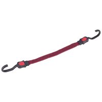 ProSource FH92106-1 Stretch Cord, 17 mm Dia, 15 in L, Polypropylene, Red, Hook End, Pack of 10 