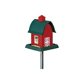 North States 9081 Wild Bird Feeder, Barn, 5 lb, Plastic, Red, 13-1/4 in H, Pole Mounting