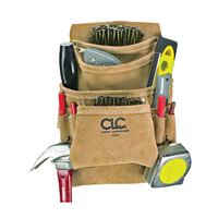 CLC Tool Works Series I923X Nail and Tool Bag, 10-Pocket, Suede Leather, Tan, 20-1/2 in W, 12 in H 