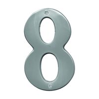 Hy-Ko Prestige Series BR-51SN/8 House Number, Character: 8, 5 in H Character, Nickel Character, Solid Brass, Pack of 3 