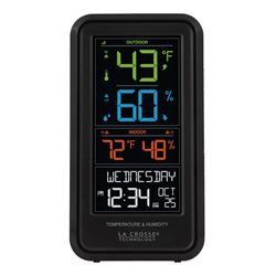 La Crosse S82967 Weather Station, Battery, 32 to 99 deg F Indoor, -40 to 140 deg F Outdoor, 10 to 99 % Humidity Range 