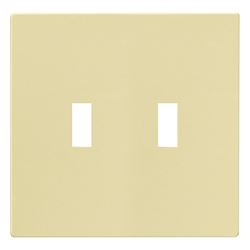 Eaton Wiring Devices PJS2V Wallplate, 4-7/8 in L, 4.94 in W, 2 -Gang, Polycarbonate, Ivory, High-Gloss 