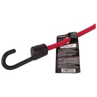 ProSource FH64082 Stretch Cord, 8 mm Dia, 24 in L, Red, Hook End, Pack of 12 