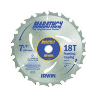 Irwin Marathon 14028 Circular Saw Blade, 7-1/4 in Dia, 5/8 in Arbor, 18-Teeth, Carbide Cutting Edge