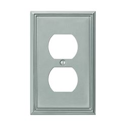 AmerTac Metro Line 77DBN Outlet Wallplate, 4-7/8 in L, 3 in W, 1 -Gang, Metal, Brushed Nickel, Wall Mounting 