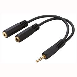 Zenith AY1003MP3MF Audio Y-Cable, 3 in Cord L, Black 