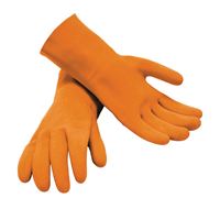 M-D 49142 Grouting Protective Gloves, One-Size, 13 in L, Rolled Cuff, Latex, Orange, Pack of 6 