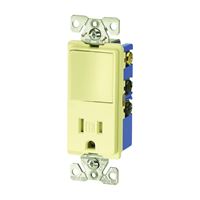 Eaton Cooper Wiring TR7730V Combination Switch/Receptacle, 1 -Pole, 15 A, 120/277 V, Ivory 