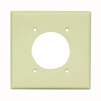 Eaton Wiring Devices 2168V-BOX Power Outlet Wallplate, 4-1/2 in L, 4-9/16 in W, 2 -Gang, Thermoset, Ivory