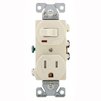 Eaton Cooper Wiring TR274LA Combination Switch/Receptacle, 2 -Pole, 15 A, 120 V Switch, 125 V Receptacle 