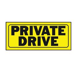 Hy-Ko 23007 Fence Sign, Rectangular, PRIVATE DRIVE, Black Legend, Yellow Background, Plastic, Pack of 5 