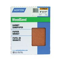 NORTON WoodSand 07660705507 Sanding Sheet, 11 in L, 9 in W, Fine, 150 Grit, Garnet Abrasive, Paper Backing