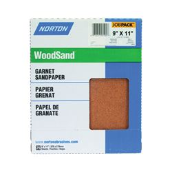 NORTON WoodSand 07660705506 Sanding Sheet, 11 in L, 9 in W, Medium, 120 Grit, Garnet Abrasive, Paper Backing 