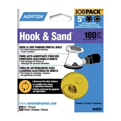 Norton 04058 Sanding Disc, 5 in Dia, Coated, P180 Grit, Fine, Aluminum Oxide Abrasive, Paper Backing 