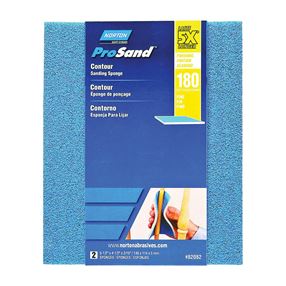Norton ProSand 82082 Sanding Sponge, 5-1/2 in L, 4-1/2 in W, 180 Grit, Fine, Aluminum Oxide Abrasive