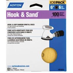 Norton Hook & Sand Series 07660701637 Vacuum Disc, 6 in Dia, P120 Grit, Medium, Aluminum Oxide Abrasive, Paper Backing 