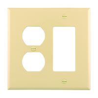 Eaton Wiring Devices PJ826V Combination Wallplate, 4-7/8 in L, 4-15/16 in W, 2 -Gang, Polycarbonate, Ivory, Pack of 20 