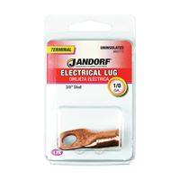 Jandorf 60773 Electrical Lug, 1/0 AWG Wire, 3/8 in Stud, Copper Contact, Brown 