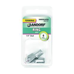 Jandorf 60787 Ring Terminal, 6 AWG Wire, 1/4 in Stud, Copper Contact 
