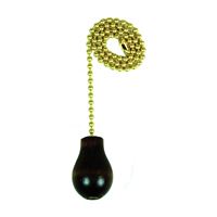 Jandorf 60318 Pull Chain, 12 in L Chain, Brass/Wood, Walnut 