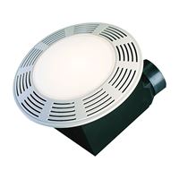 Air King AK863L Exhaust Fan, 0.8 A, 120 V, 100 cfm Air, 3.5 Sones, CFL, Incandescent Lamp, 4 in Duct, White 