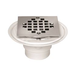 Oatey 42264 Shower Drain Tile Base, PVC, Polished Stainless Steel, For: 2 in, 3 in Pipes 