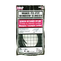 Make-2-Fit P7940 Screen Retainer Spline, 0.185 in D, 25 ft L, Vinyl, Black, Round 